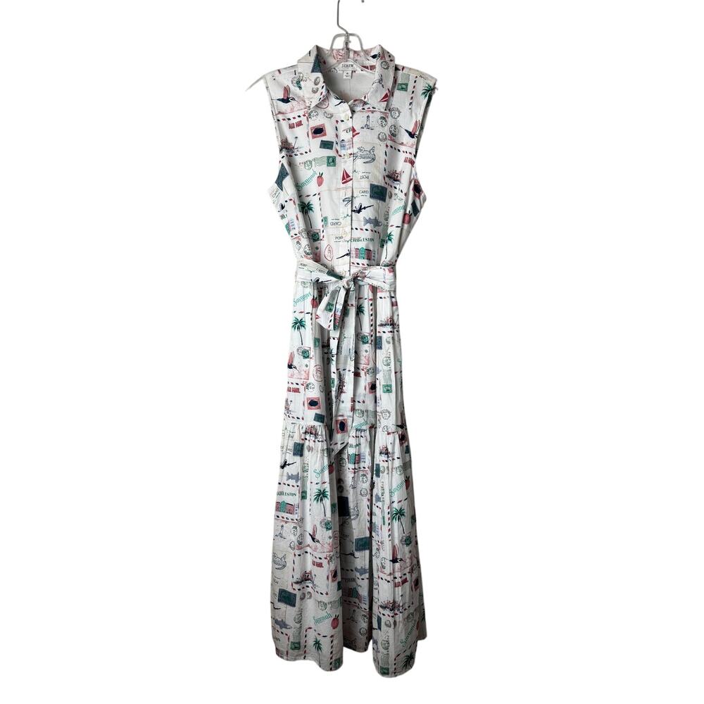 J.Crew Sleeveless Collared Postcard Tiered Dress Size 6 NWT - Picture 2 of 10